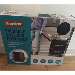 CleverMade Foldable Rolling Tote Bag on Wheels 90L Heavy Duty Laundry Hauler